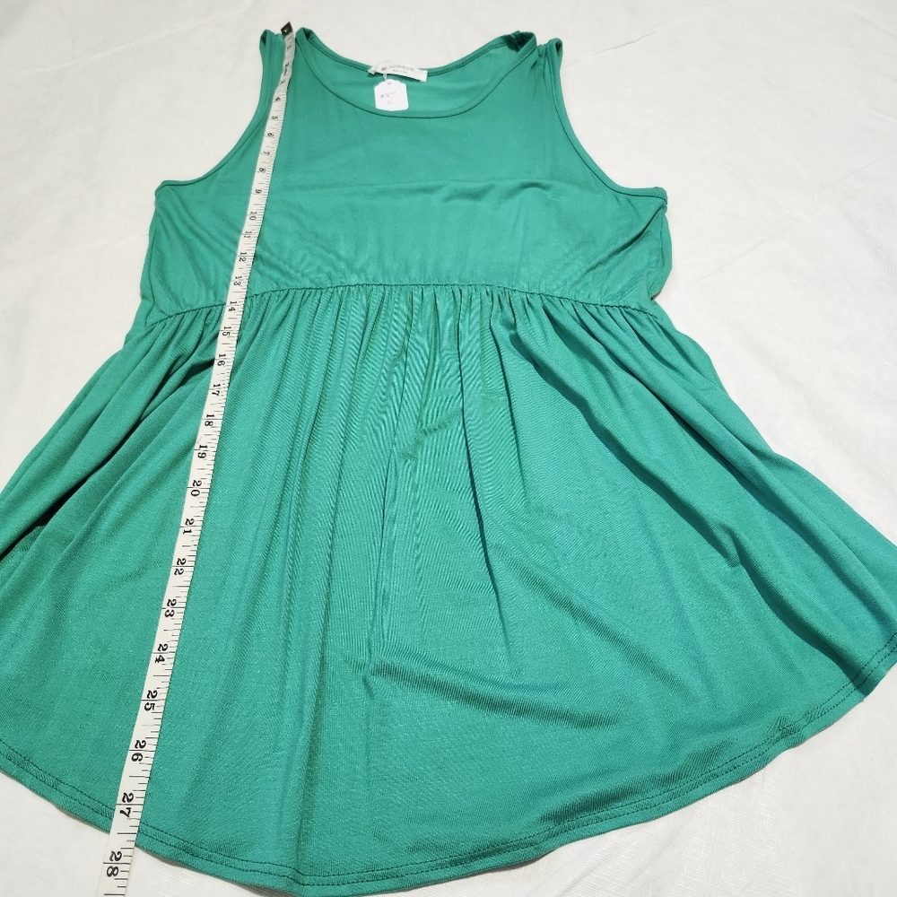Bombom Sleeveless Kelly Green Babydoll Tank Top - Picture 7 of 9